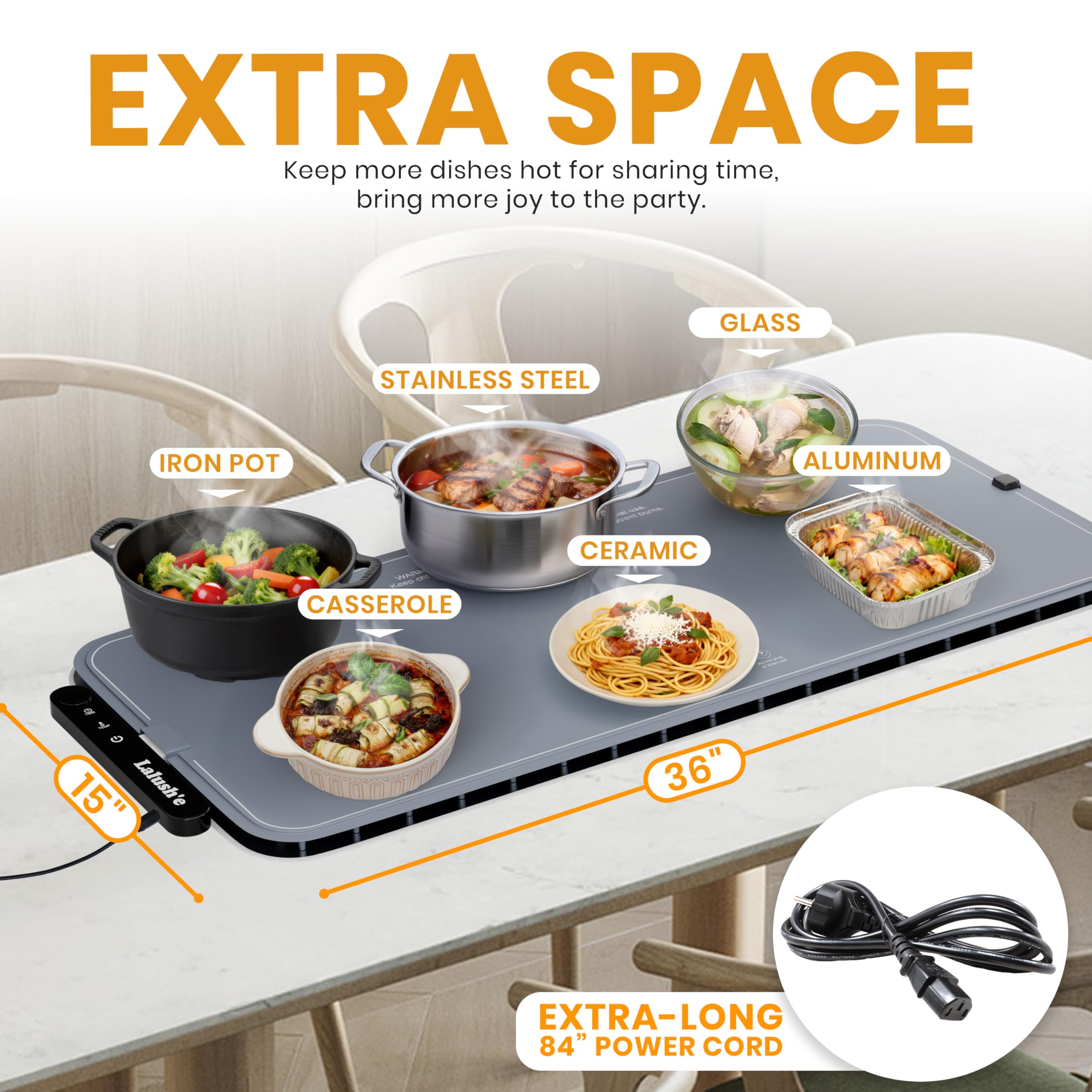 Lalush'e graphene heating panel delivers fast, even warmth across large trays.
