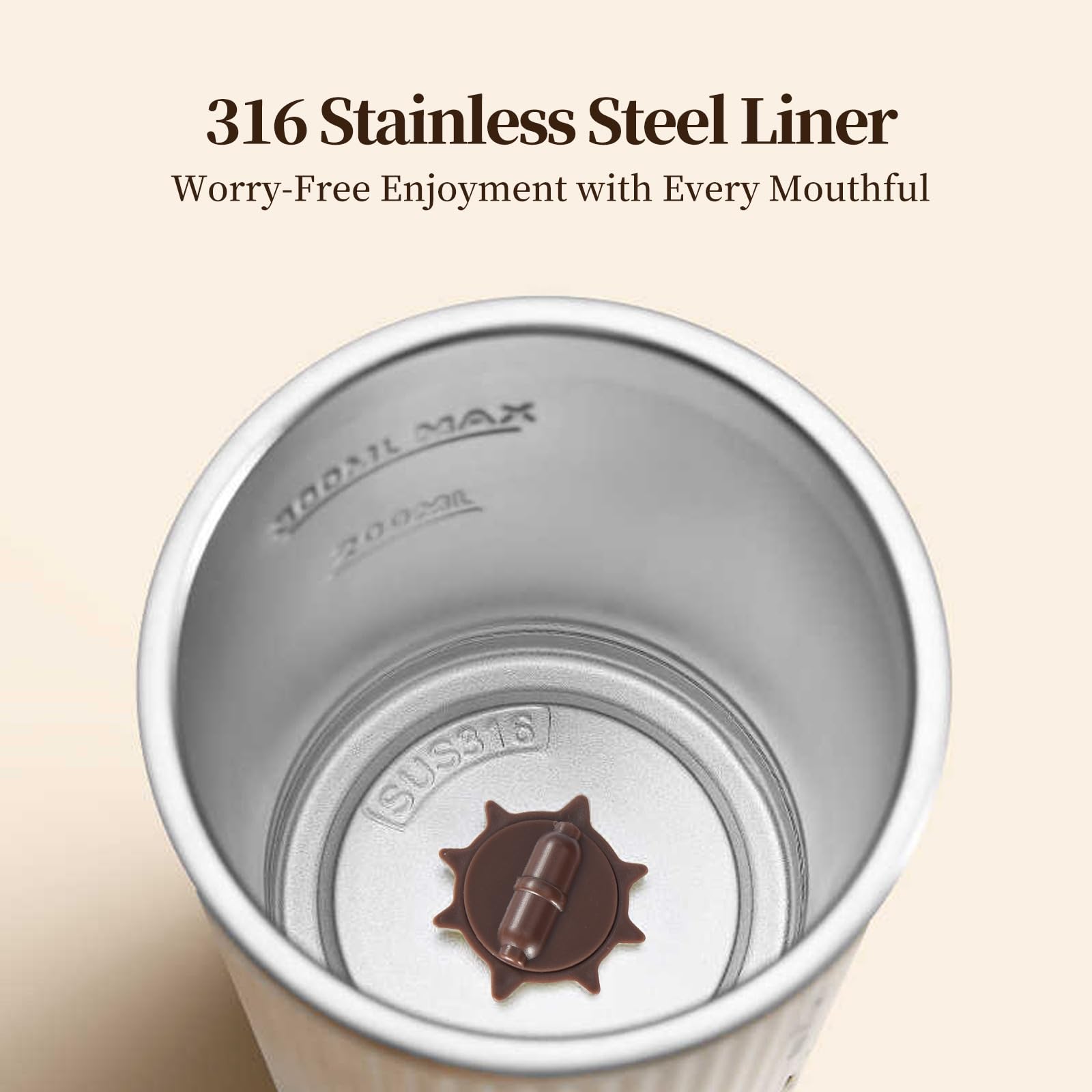 Lamido leakproof viewing lid prevents spills during travel.