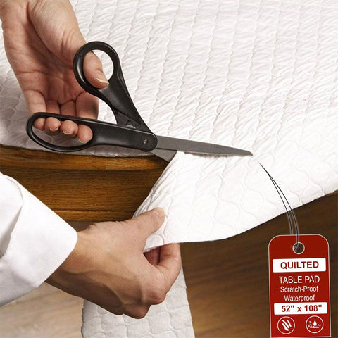 LAMINET deluxe cushioned table pad covers rectangular tables with waterproof protection.