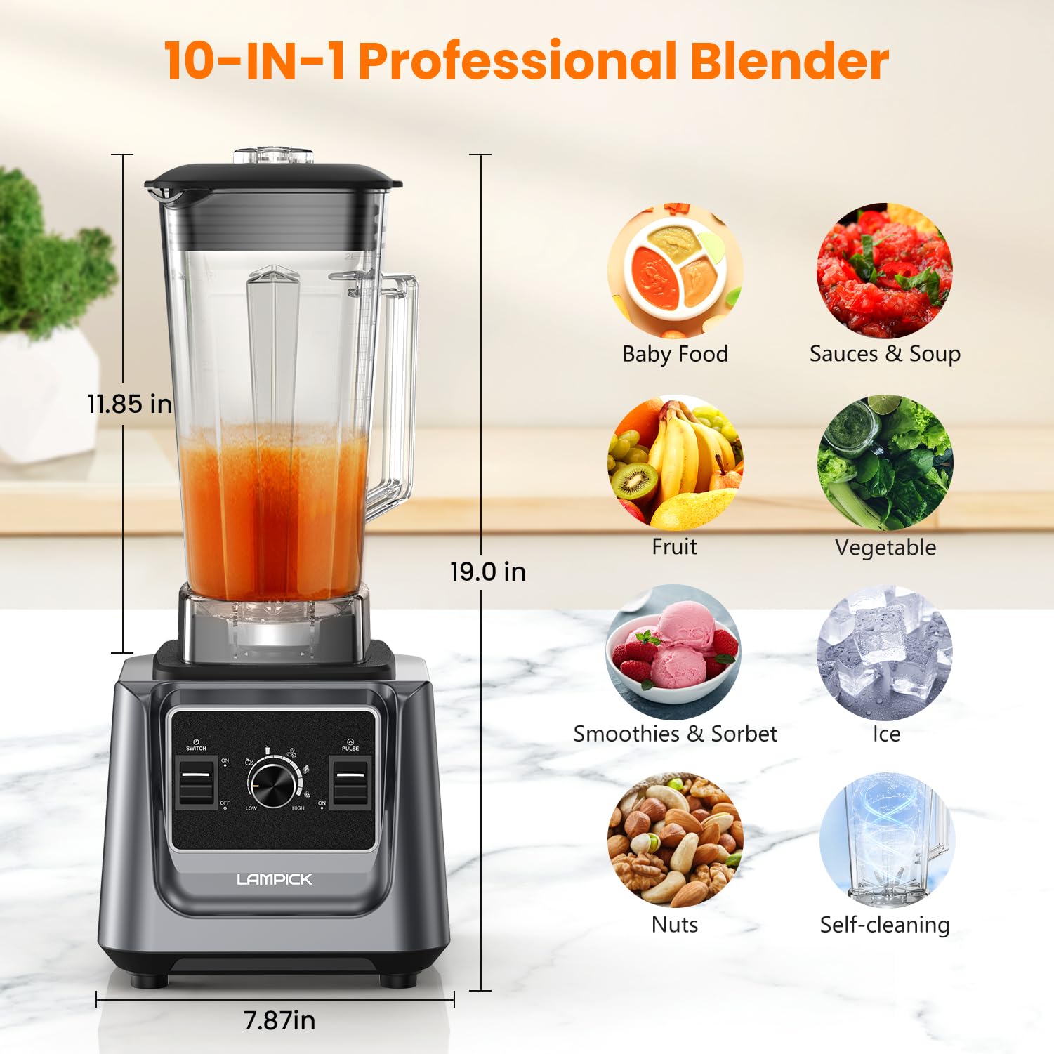 Lampick blender 12 speeds and pulse offer precise texture control