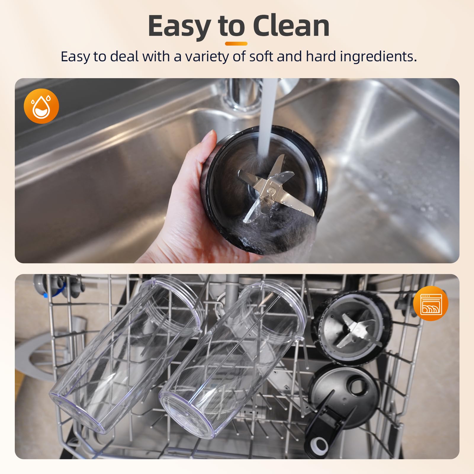 LAMPICK usage tip shows how to tighten the lid before blending.