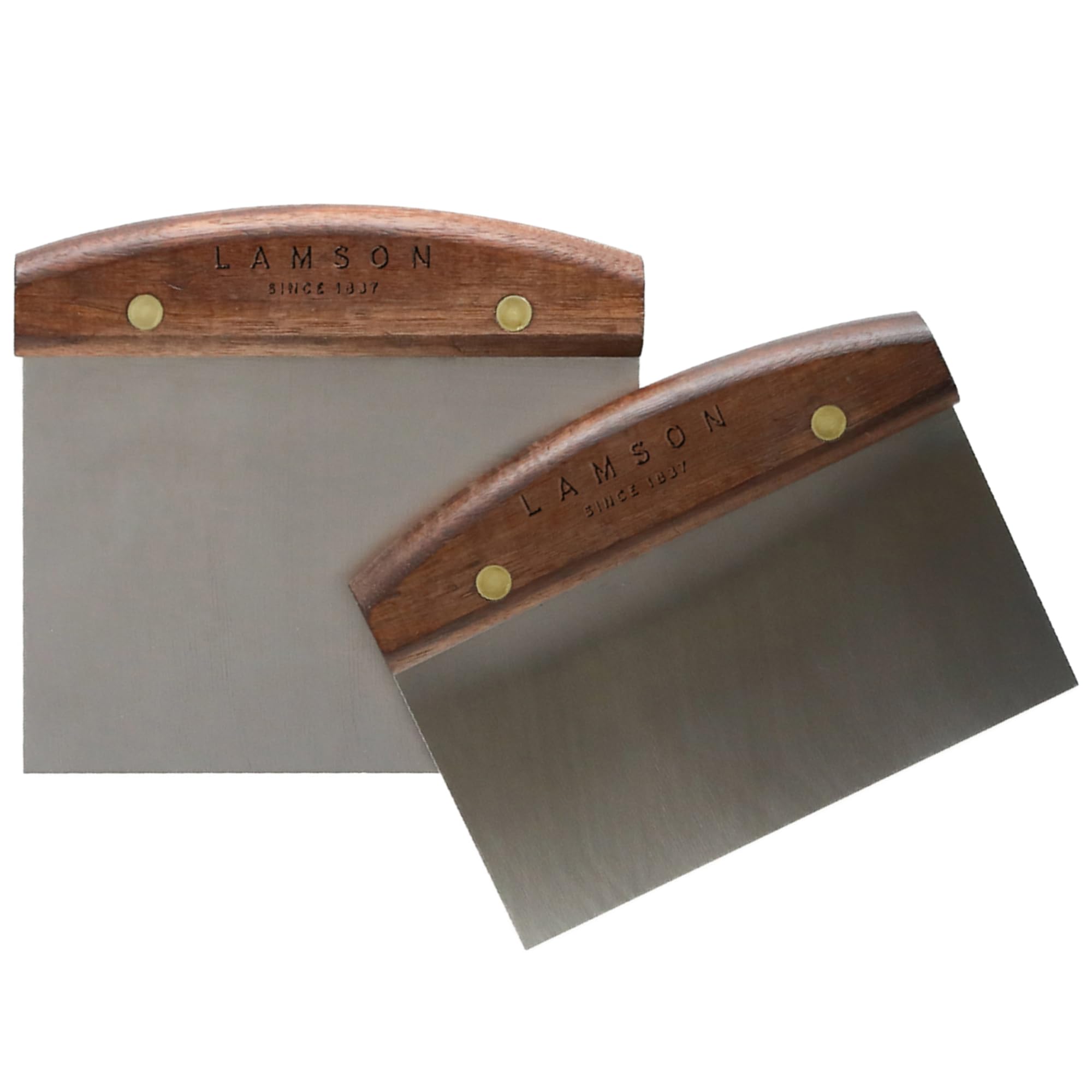 Lamson bench scraper with full-tang and brass rivets for stable dough work