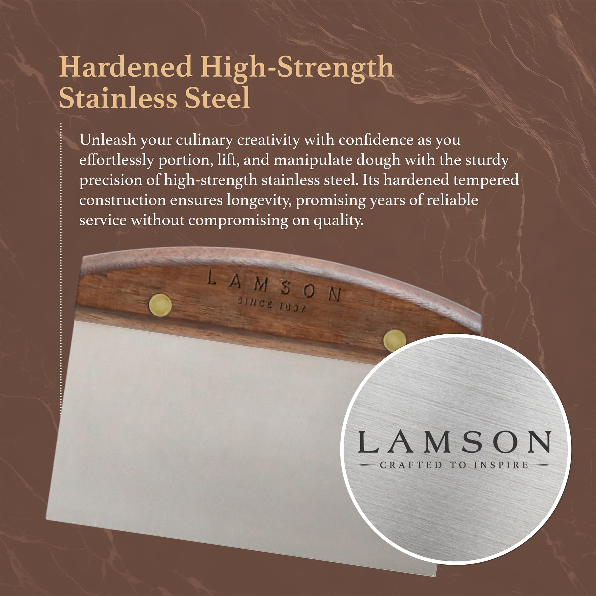 Lamson ergonomic walnut-handle dough scraper for extended kneading