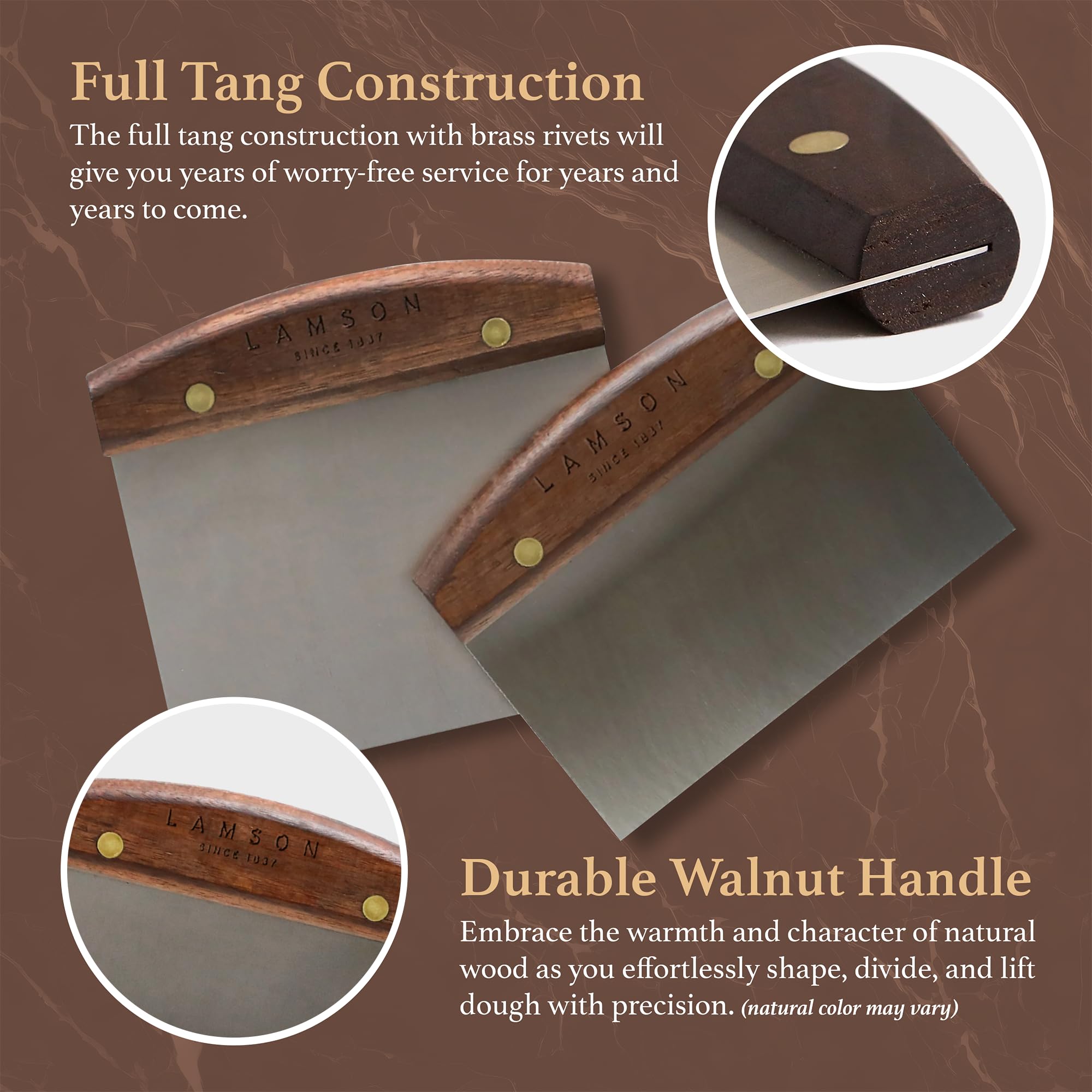 Lamson full-tang bench scraper for steady performance