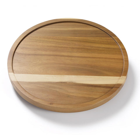 LAMU 12-inch acacia lazy susan top view for stylish countertop organization