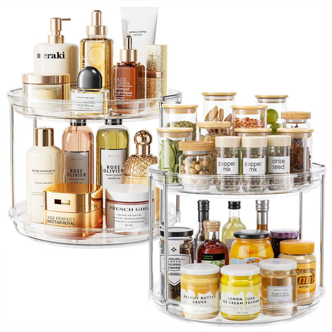 LAMU 2-pack two-tier lazy Susan in cabinet for spice organization