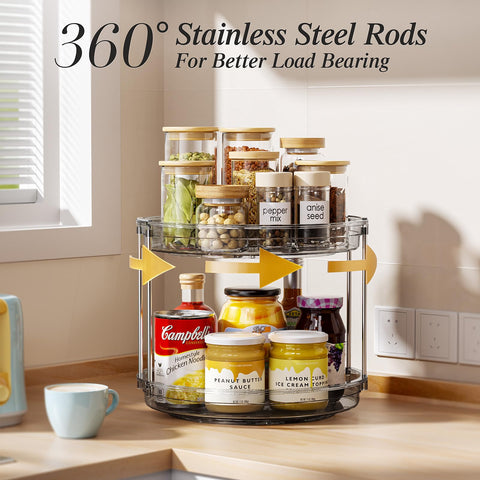 LAMU 2-tier in-cabinet setup maximizing vertical space for spices