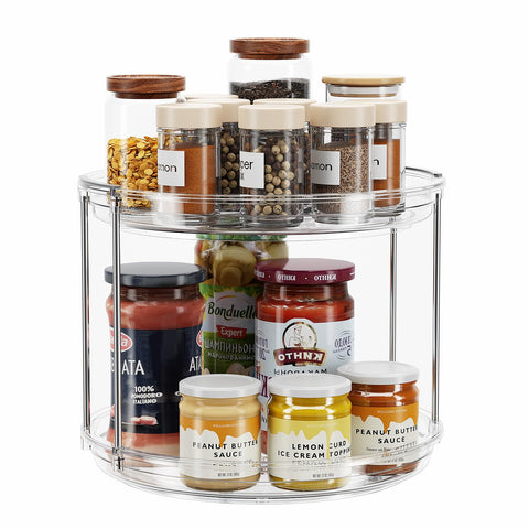 LAMU 2-tier lazy susan rotates smoothly for easy spice access