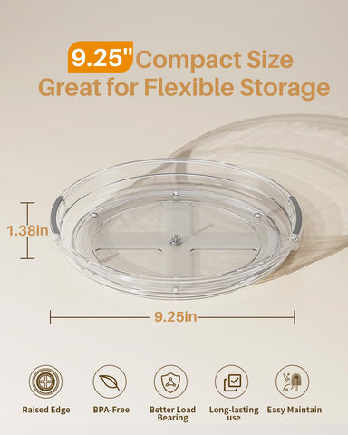 LAMU clear Lazy Susan for bathroom skincare and makeup storage