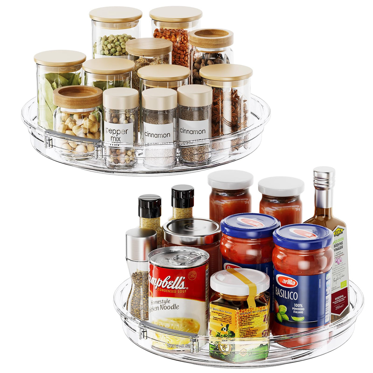 LAMU 2-pack Lazy Susan cabinet rotation for easy reach and organized shelves