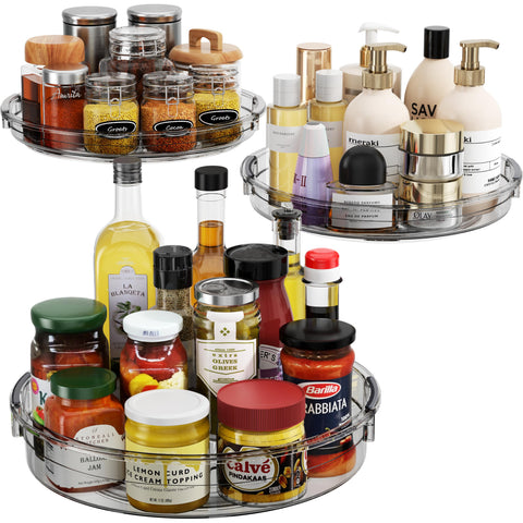 LAMU 3-Pack Lazy Susan turntable for cabinet enables effortless access to jars