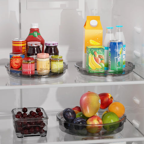 LAMU turntable cabinet organizer showing pantry use with 360-degree rotation