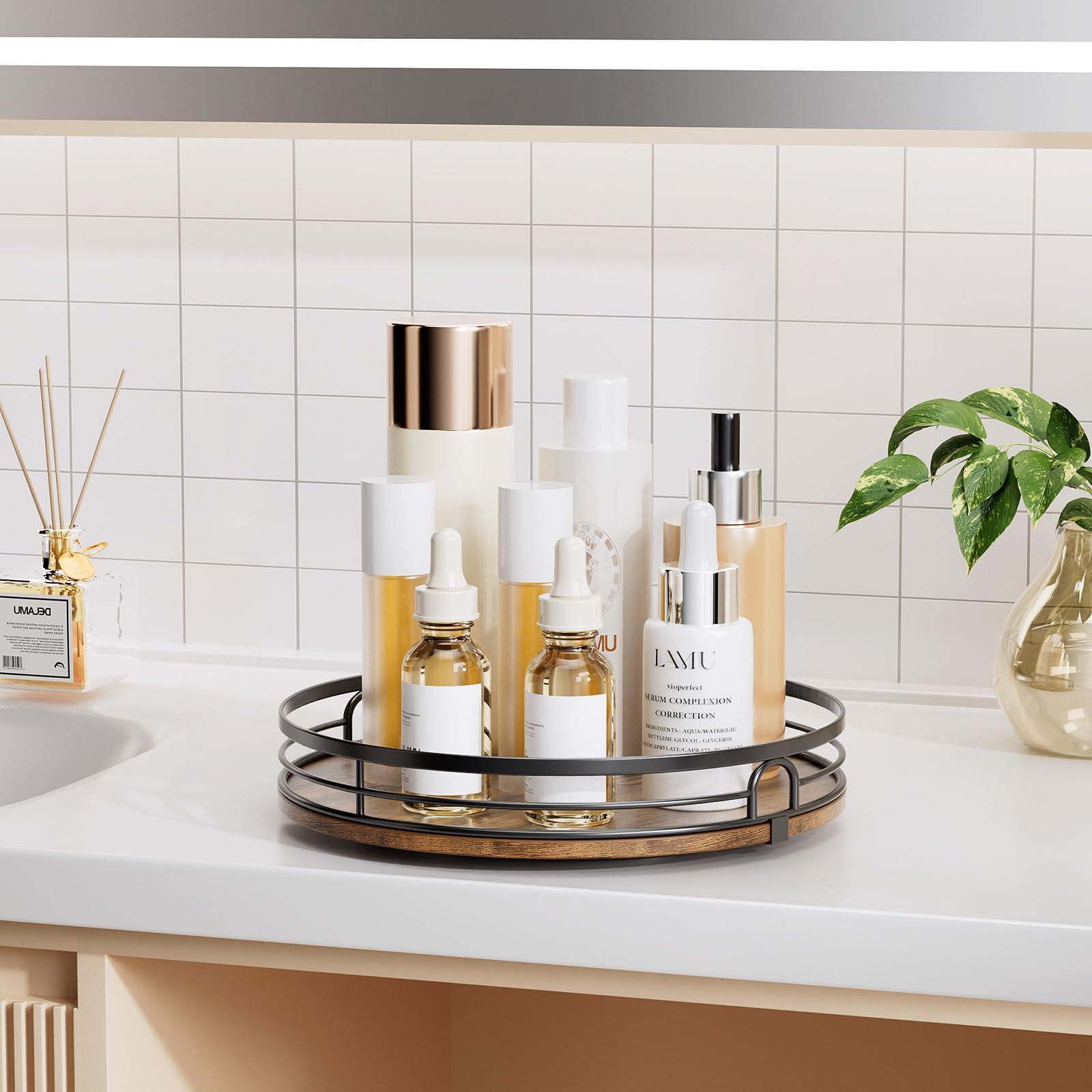 LAMU bathroom vanity organizer adds accessible, tidy storage on sinks