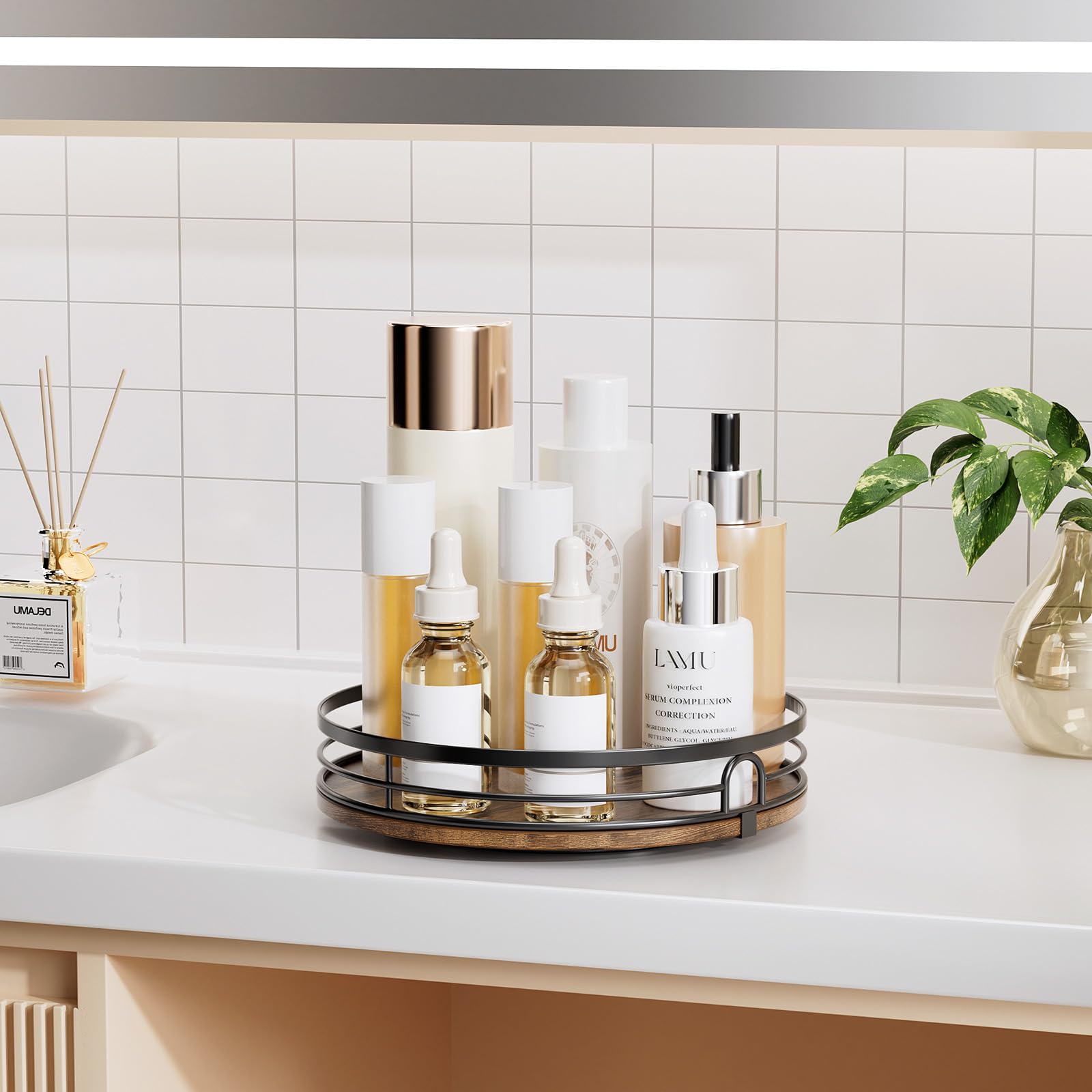 LAMU cabinet spice-jar arrangement keeps bottles tidy and accessible.