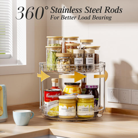 LAMU clear two-tier spice organizer stacked to save space