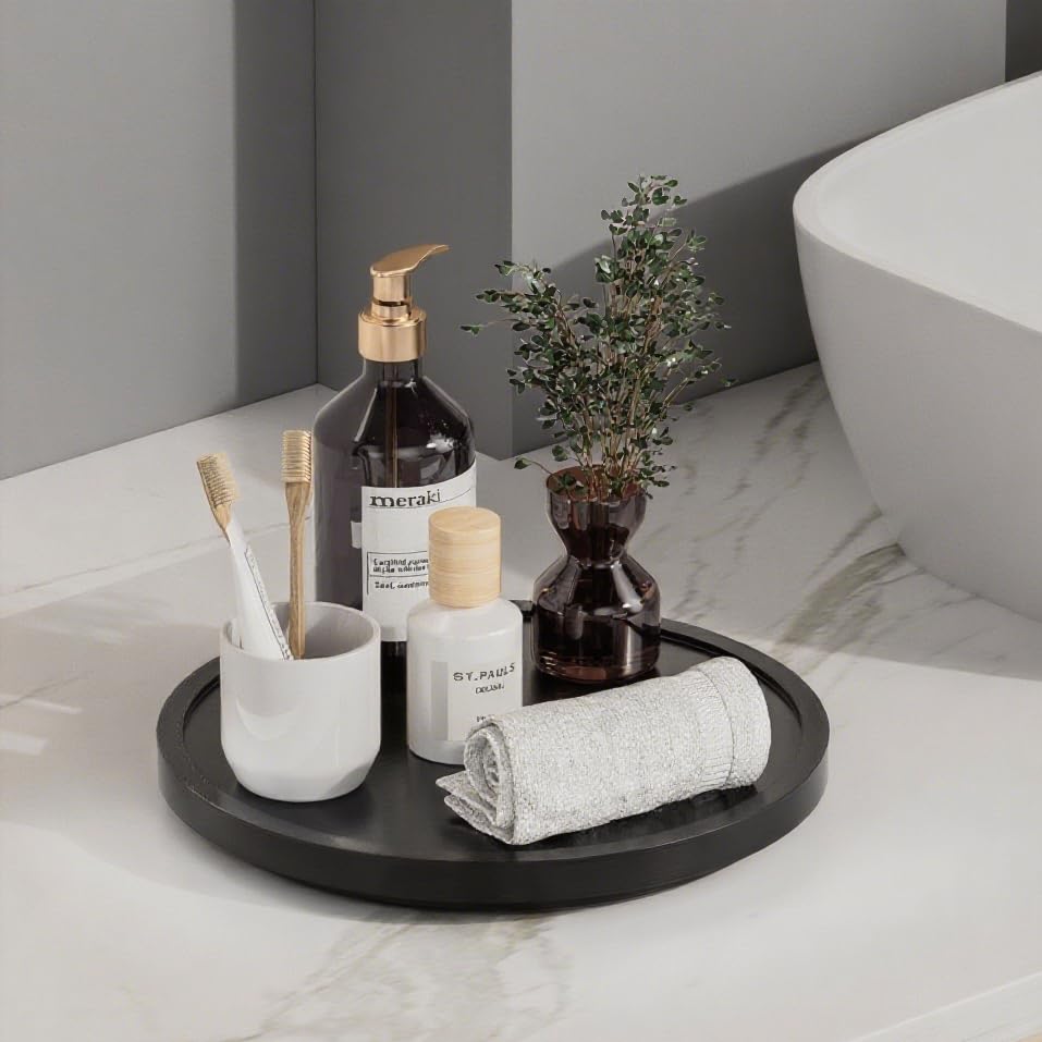 LAMU lazy susan at coffee bar table as centerpiece and storage.