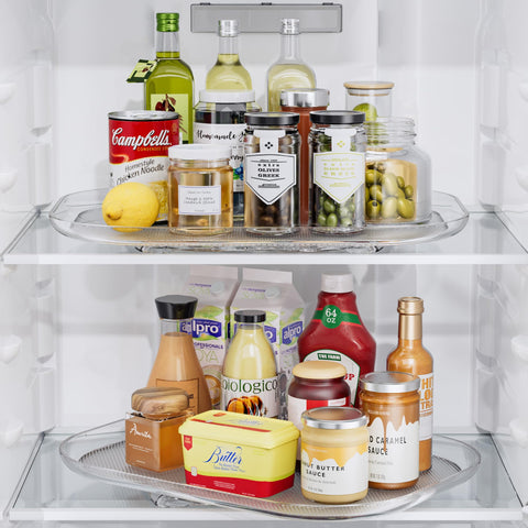 LAMU fridge organizer with assorted condiments neatly arranged