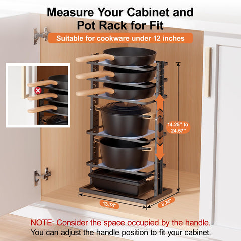 LAMU heavy-duty iron pot and pan rack provides durable construction and high weight capacity.