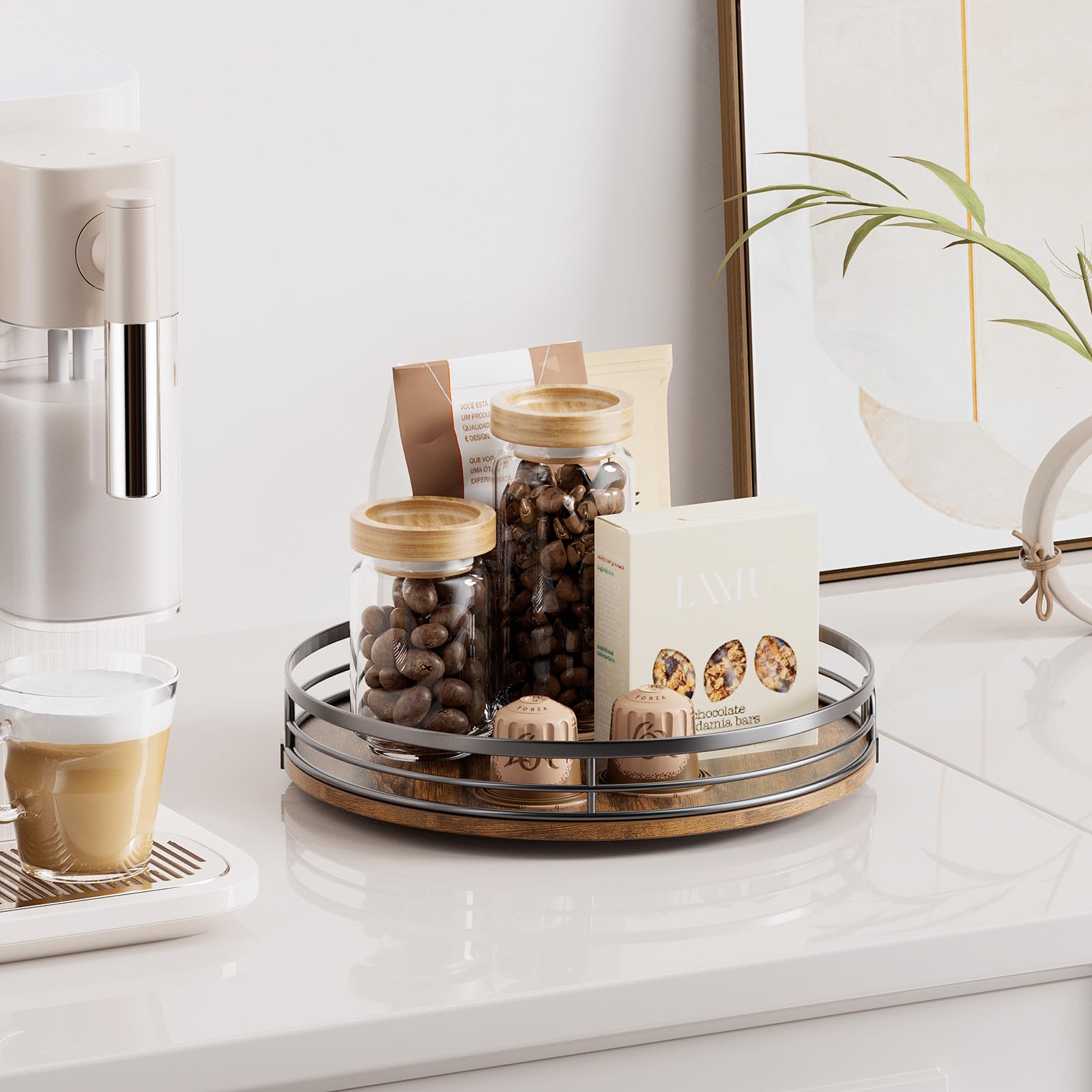 LAMU kitchen cabinet organization lazy susan helps declutter countertops