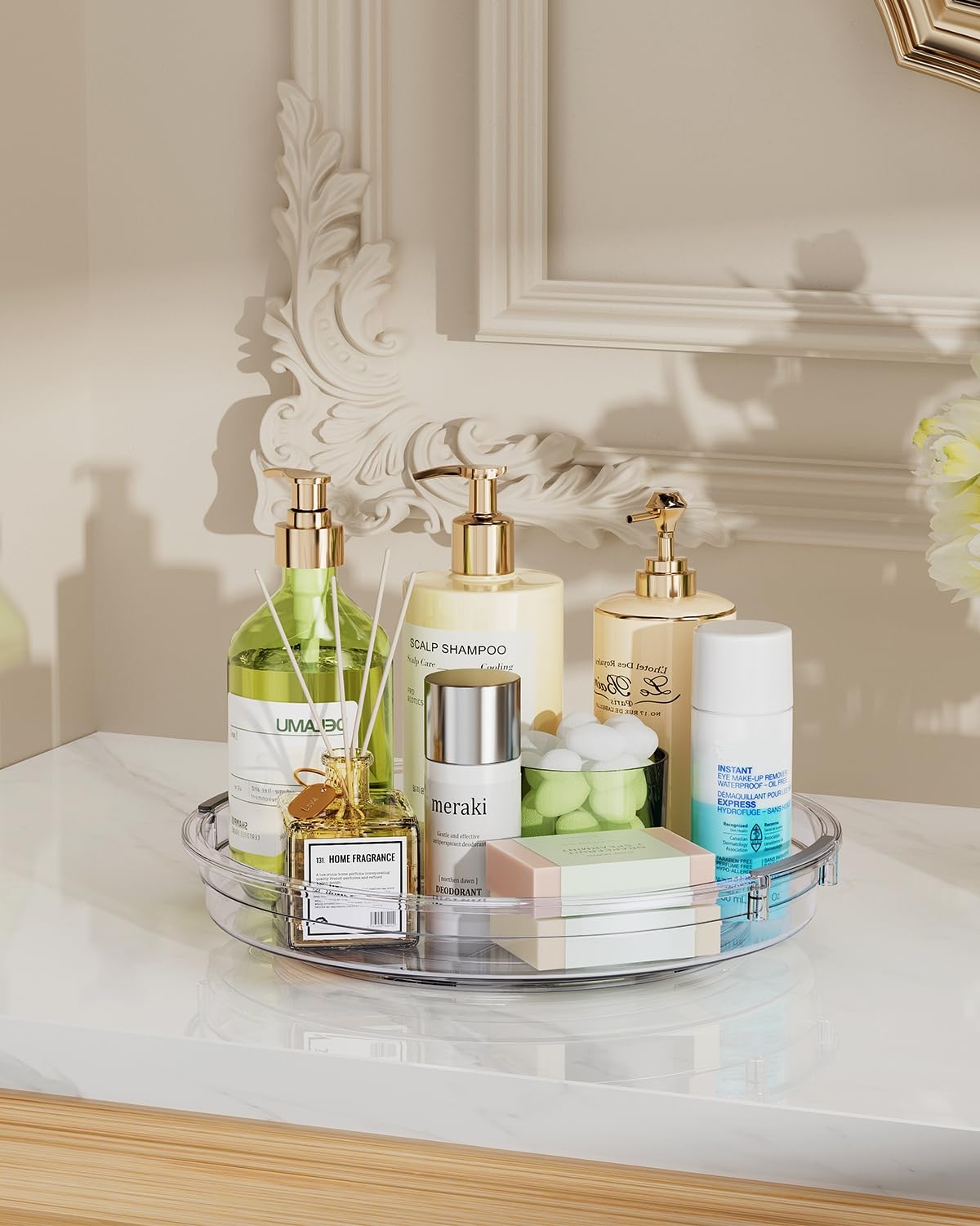 LAMU kitchen countertop rotating organizer for decluttered surfaces