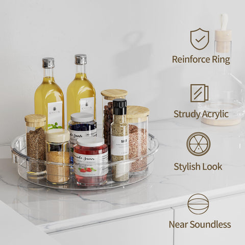 LAMU cabinet organizer keeps pantry items neatly arranged.