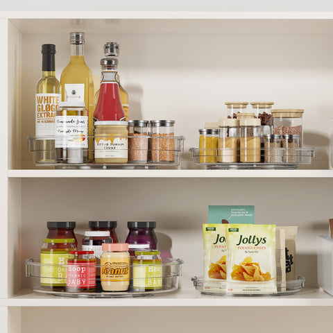 LAMU Lazy Susan for fridge storage keeps jars reachable.