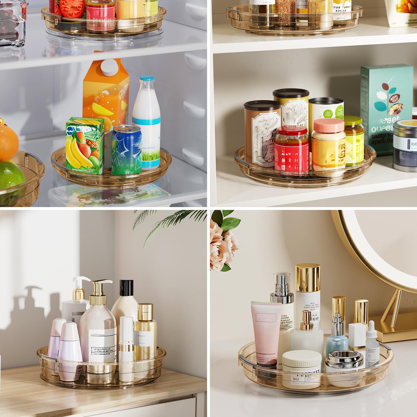 LAMU spice organizer with raised edge prevents spills while spinning.