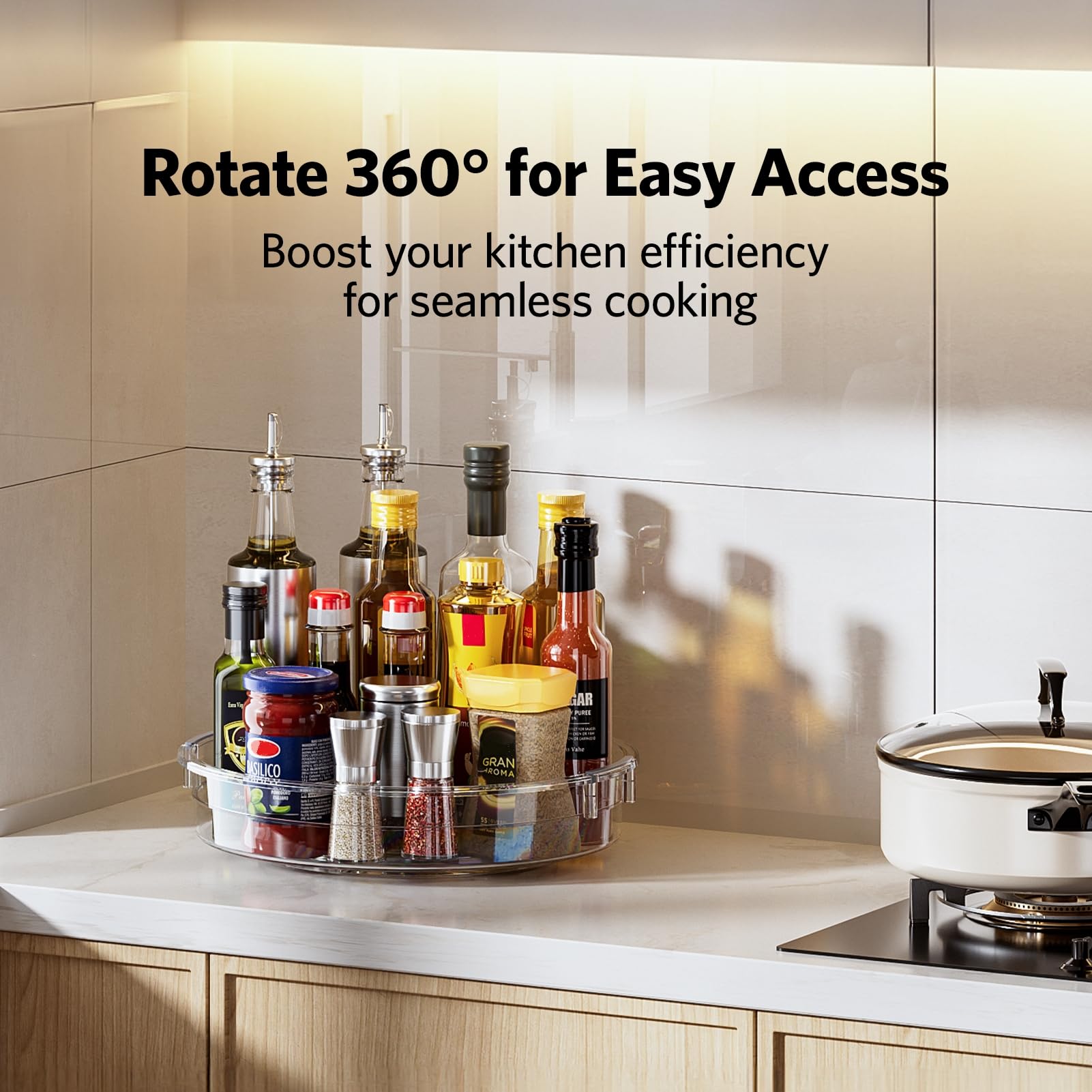 LAMU Lazy Susan raised edges prevent spills and sliding during use