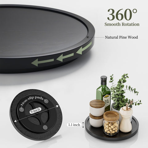 LAMU lazy susan on table top showcases decorative display of spices.