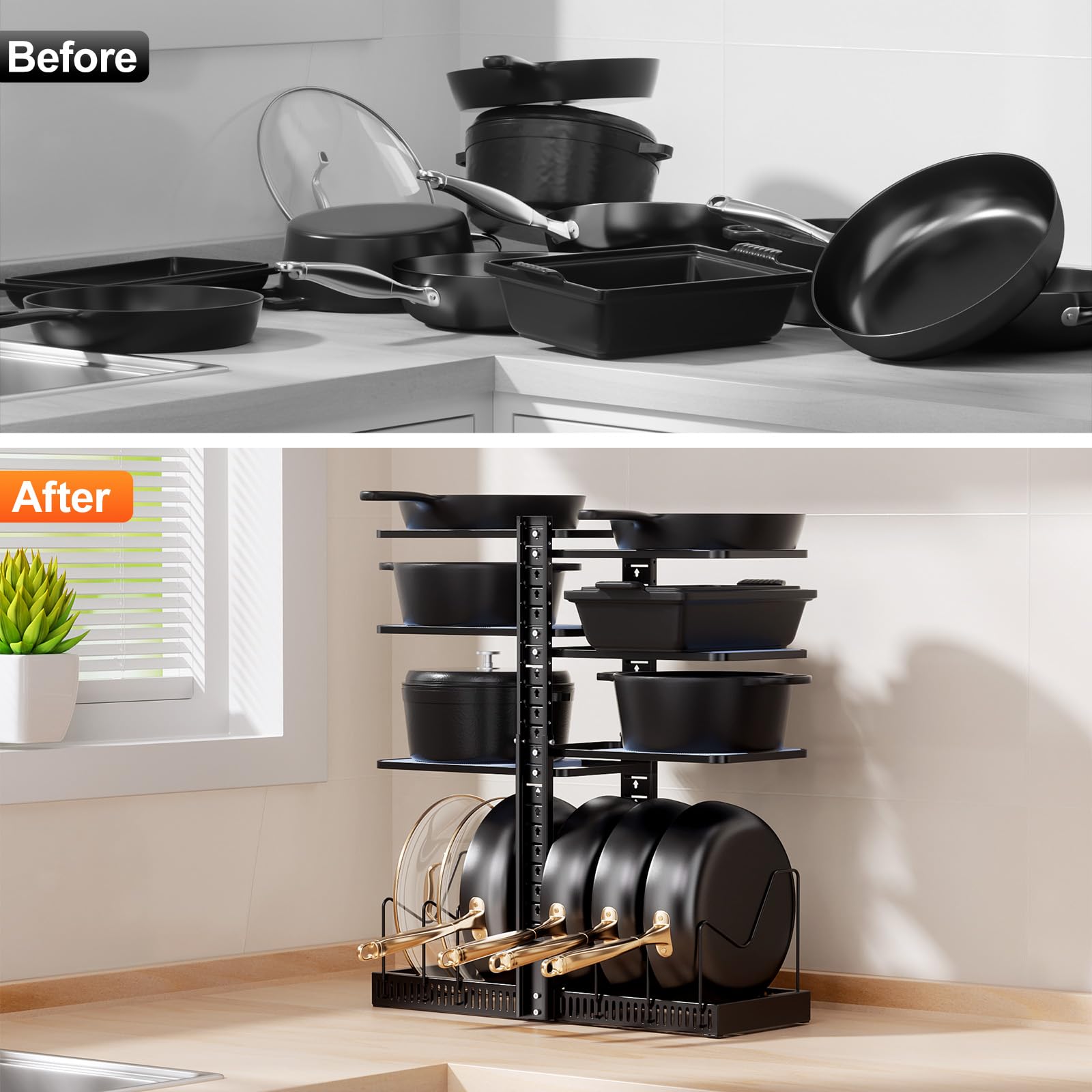 LAMU plastic shelves protect surfaces from scratches during use.