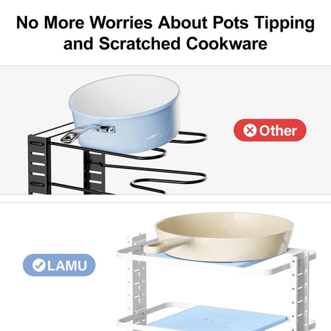 LAMU upgraded appearance complements modern kitchens while organizing pots and pans