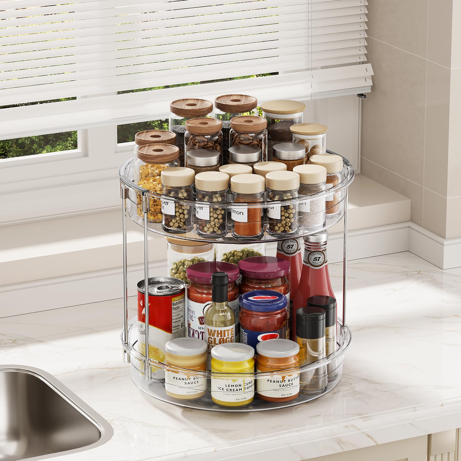 LAMU raised edge prevents items from tipping during rotation.