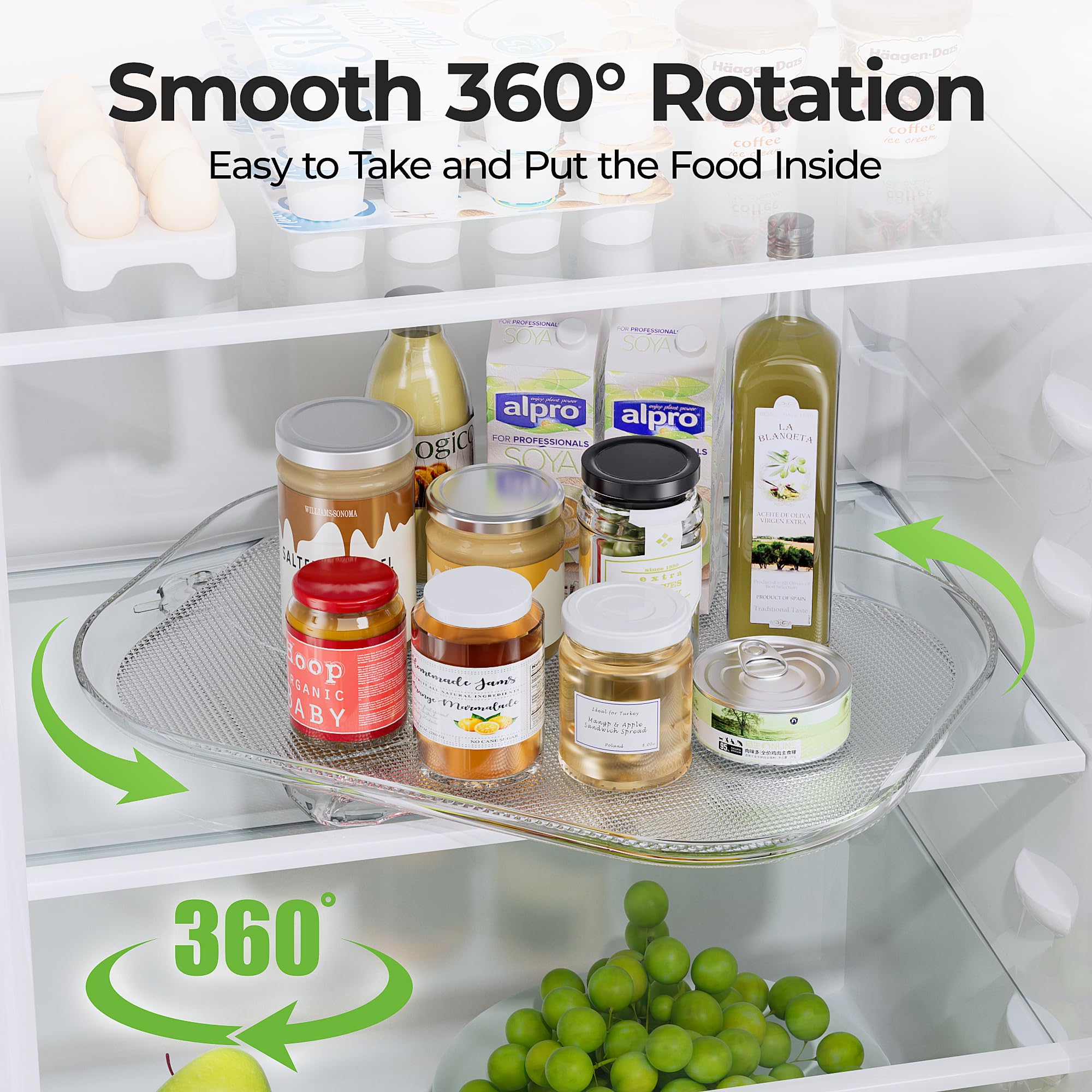 LAMU rectangular turntable organizes sauces and jars in fridge