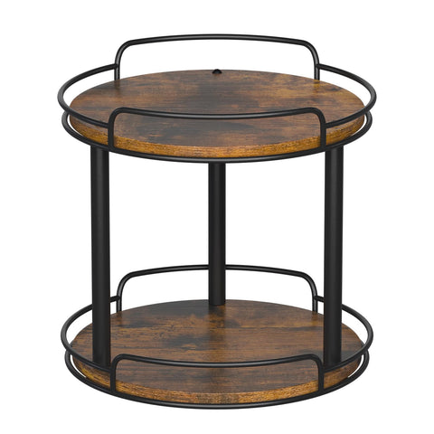 LAMU wood lazy susan top view highlights organized spice storage and easy access.