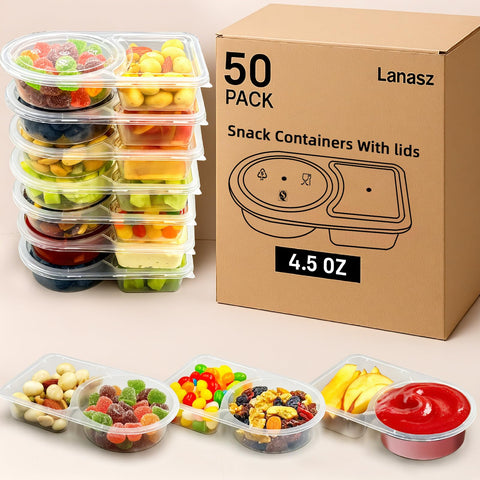 Lanasz snack containers double-compartment front view for organized lunches.