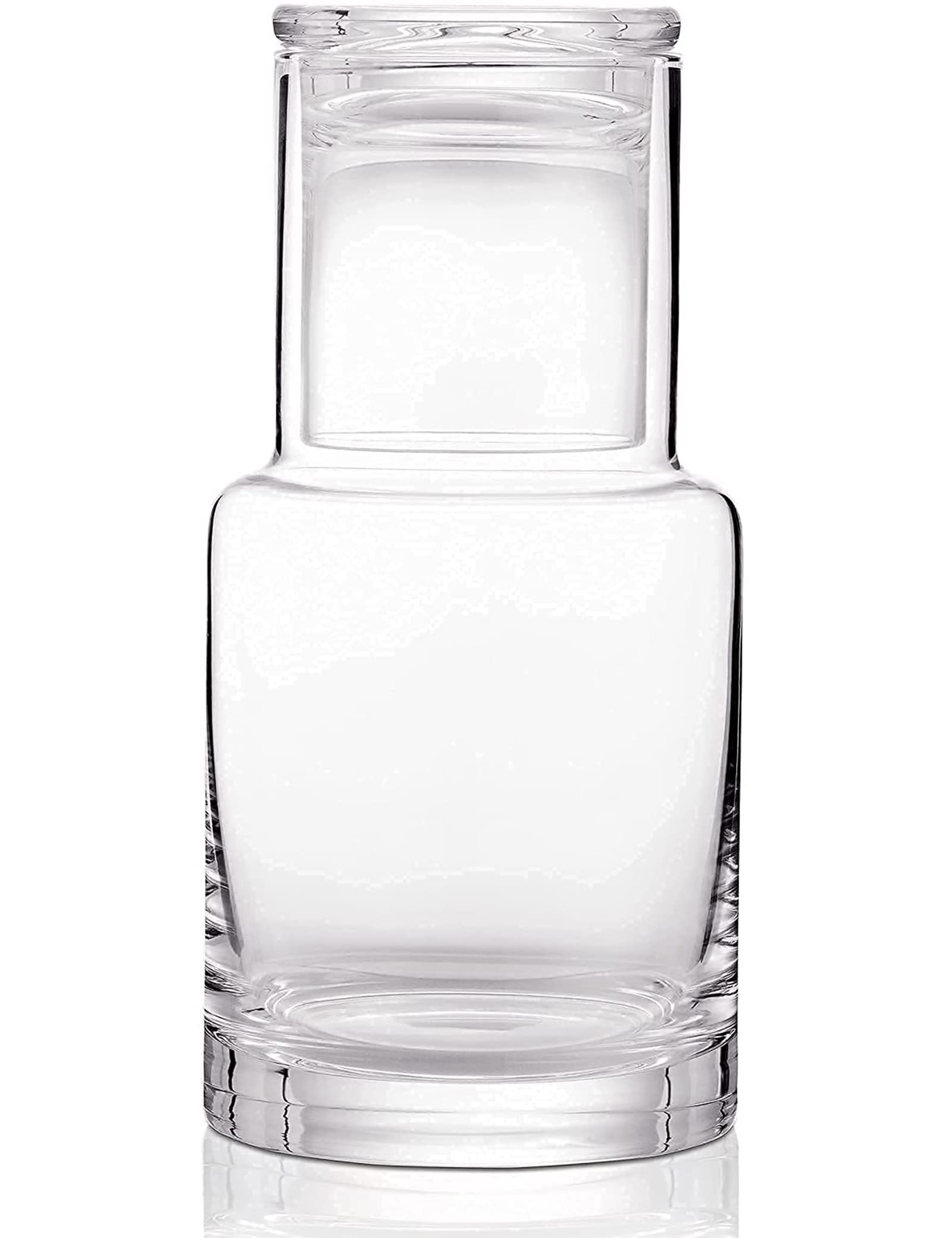 Lancici bedside carafe and glass set on a tidy nightstand for quick, spill-free water access.