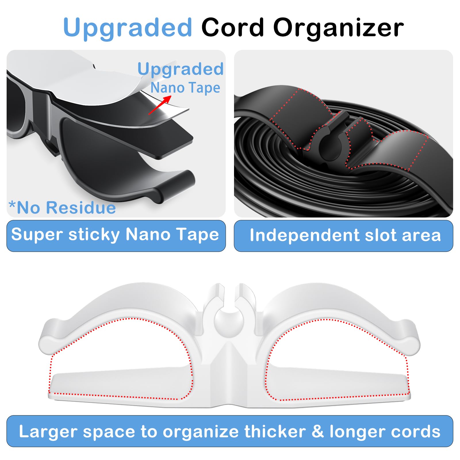 Lancord cord organizer on coffee maker keeps cords tidy and reachable.