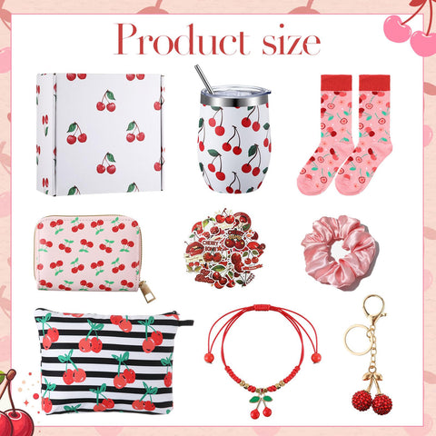 Landical cherry gift cosmetic bag in durable canvas stores cosmetics neatly.