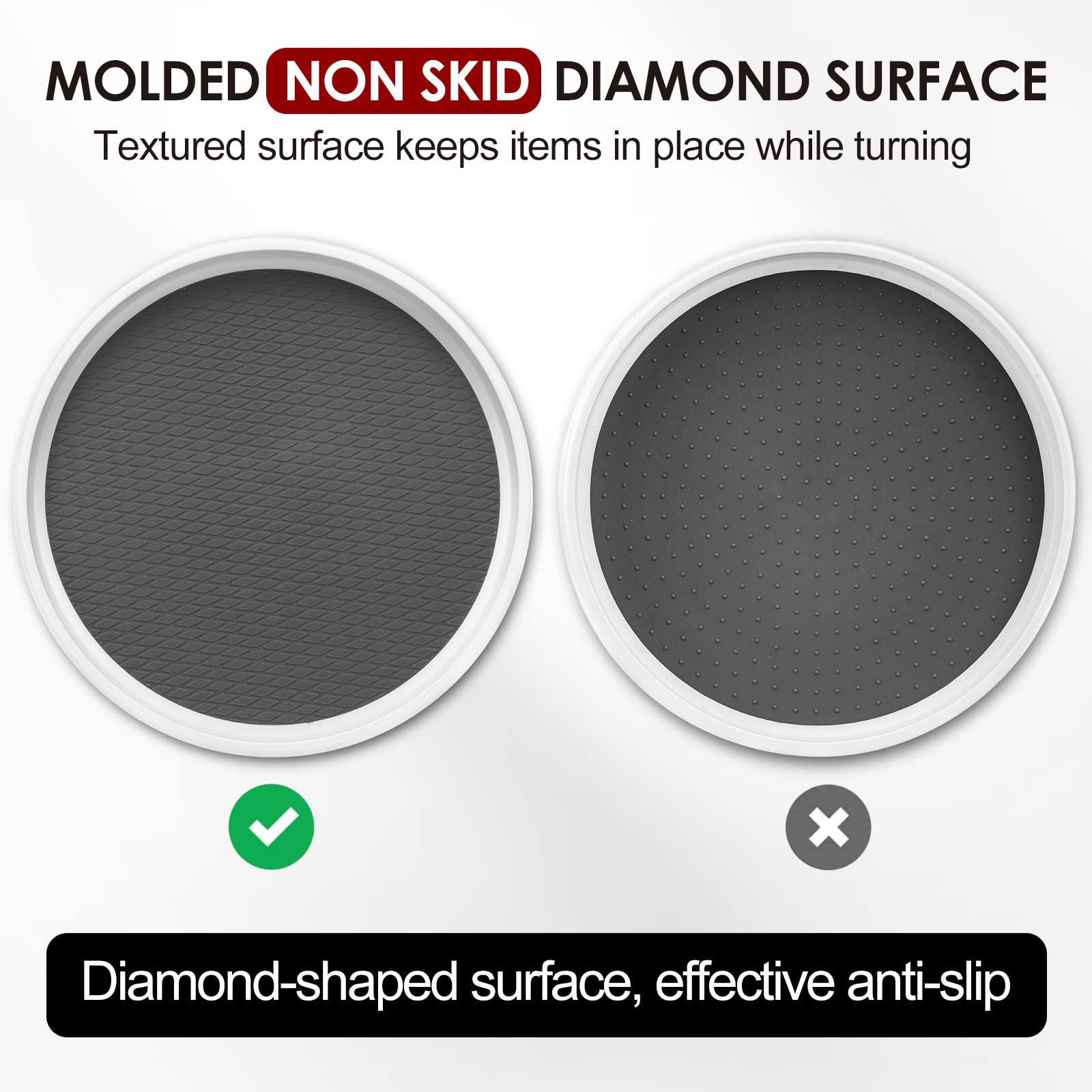 LANDNEOO 12-inch turntable on countertop organizing bottles