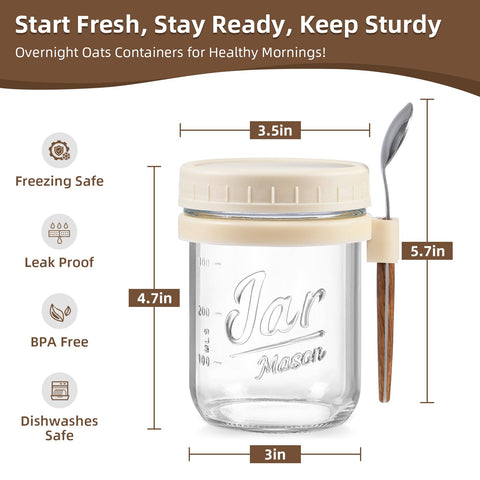 LANDNEOO 16oz glass mason jar with lid for BPA-free storage.