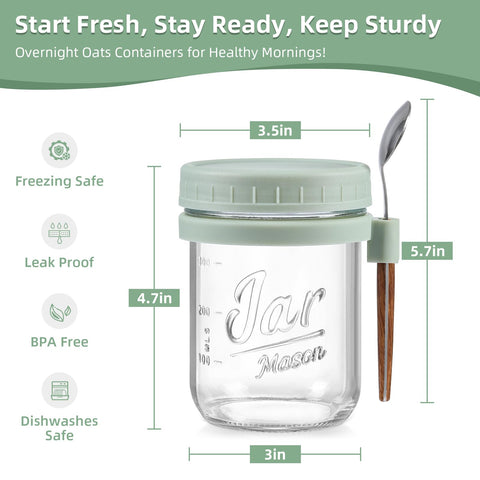 LANDNEOO 16 oz glass mason jars with airtight lids and spoon holders