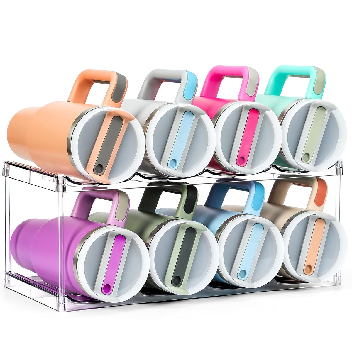LANDNEOO 2-tier bottle storage rack showcases a neat, space-saving design for large bottles.