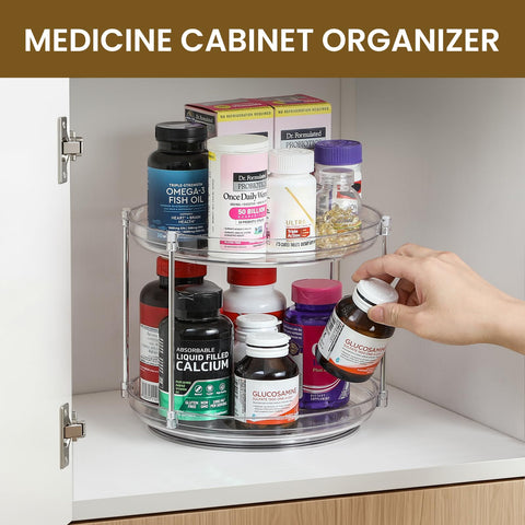 LANDNEOO 2-Tier Lazy Susan spice-bottles organization enables easy access