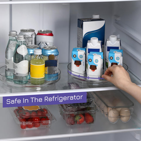 LANDNEOO 9-inch clear acrylic lazy susan fridge organizer for drinks