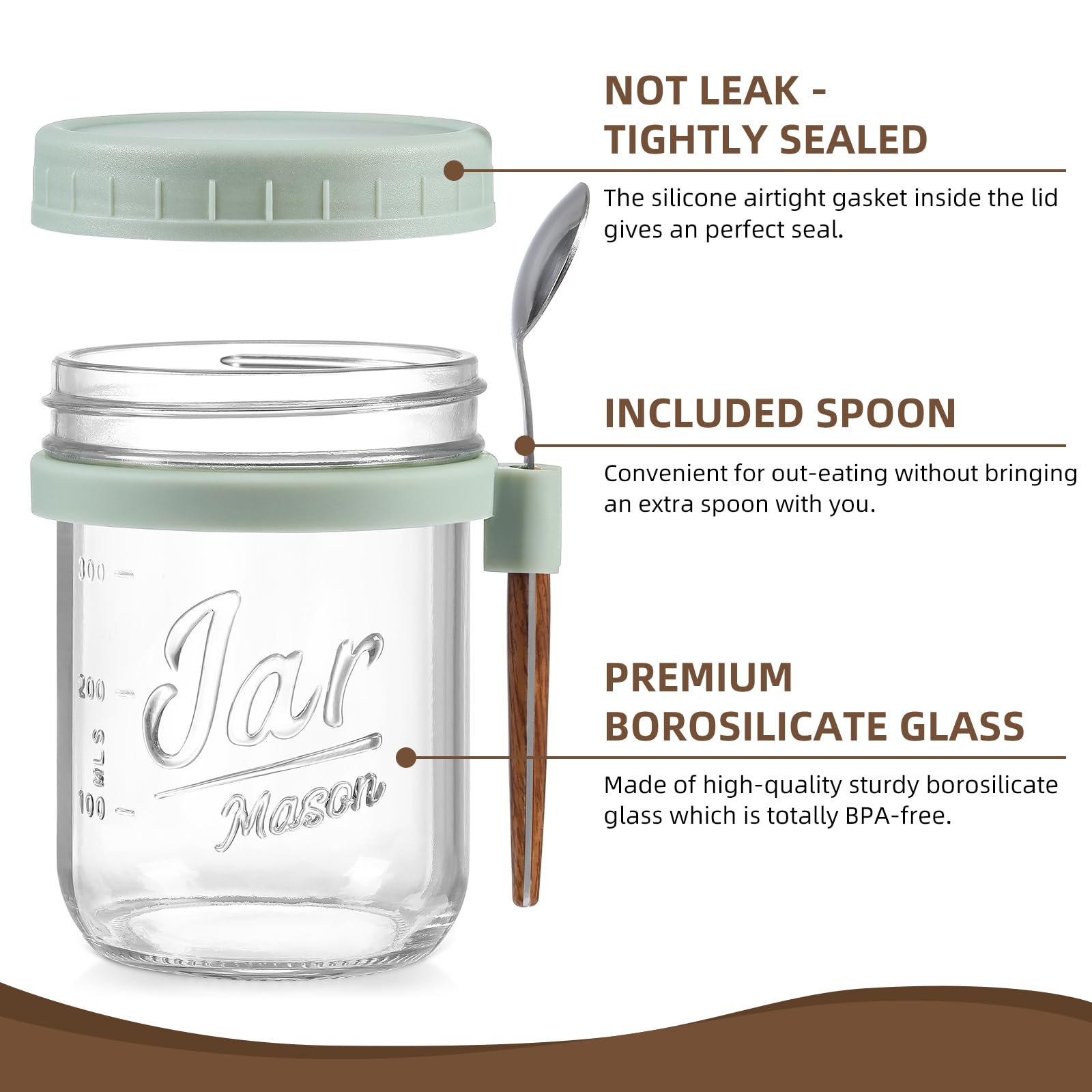 LANDNEOO silicone gasket lid keeps contents fresh and spill free during transport.