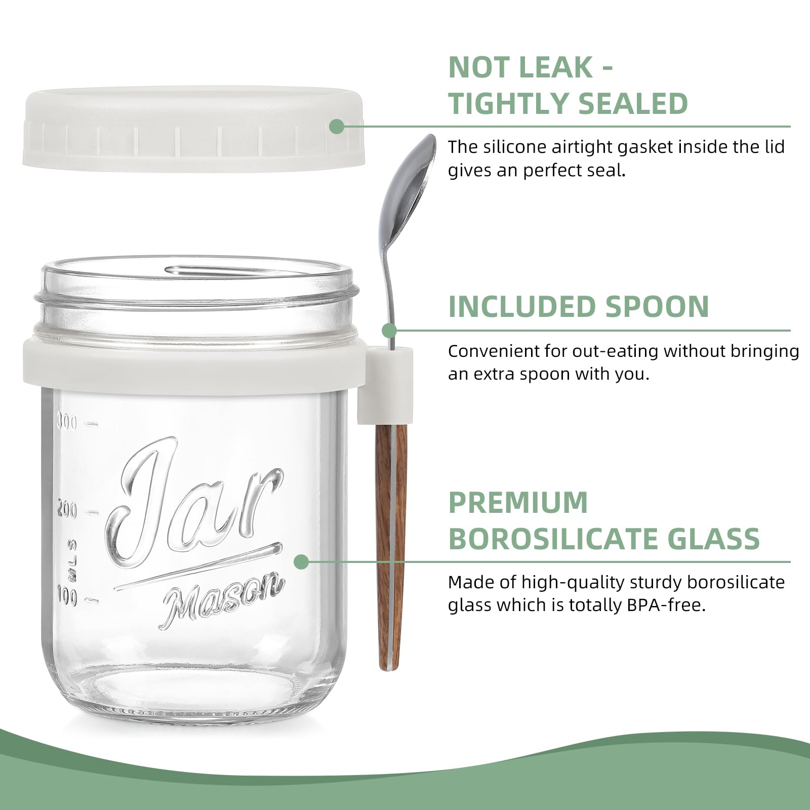 LANDNEOO borosilicate glass jars for fresh cereals and oats