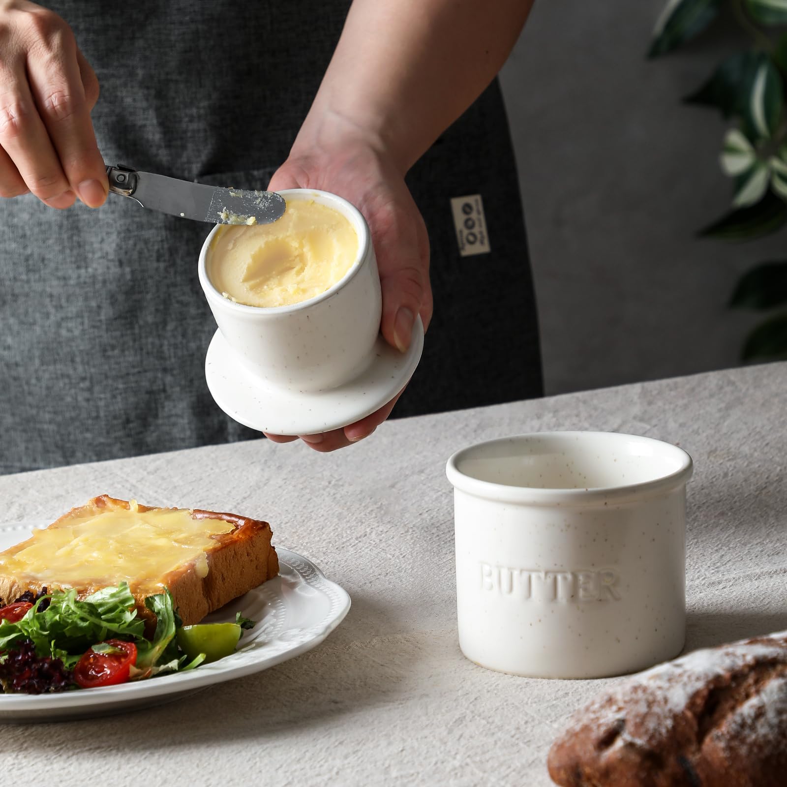 LANDNEOO butter crock dishwasher-safe design simplifies cleaning after meals.