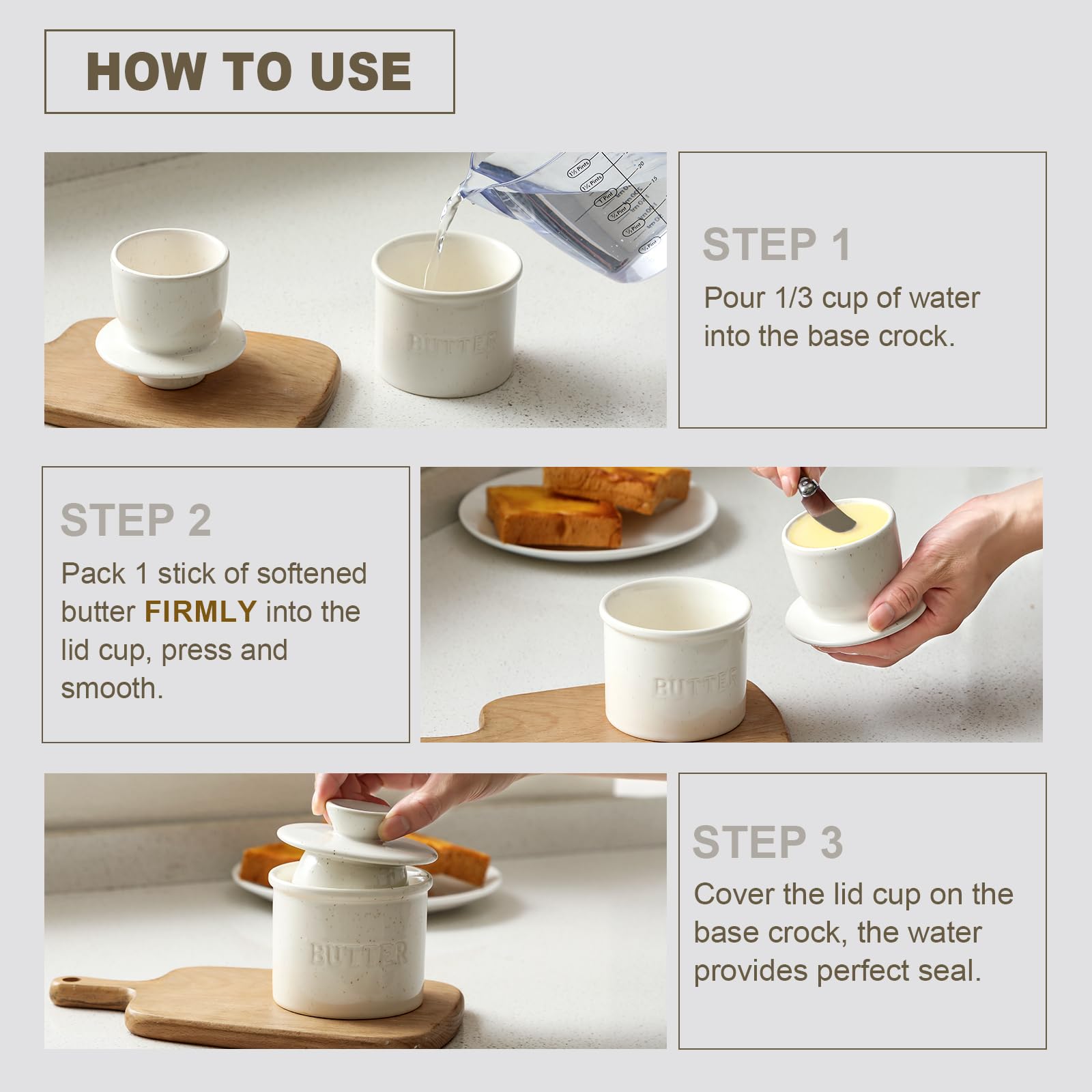 LANDNEOO butter crock gift-ready presentation suits housewarming or kitchen gifts.