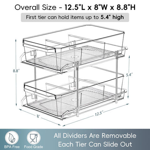 LANDNEOO clear slide-out drawer provides easy access to pantry contents.