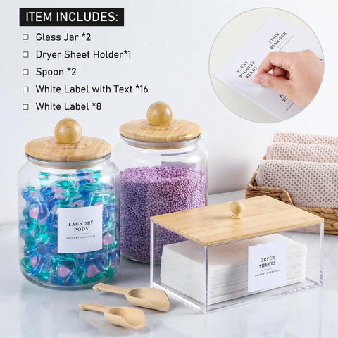 LANDNEOO dryer sheet holder with bamboo lid keeps sheets neat